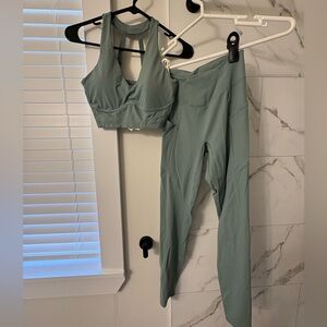 Gymshark Sage Green High-Waist Leggings & Sports Bra Set